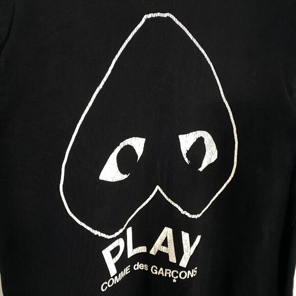Comme Des Garcons Play Upside-down Heart Short Sleeve Cotton Tee Black mens XL - Picture 3 of 8